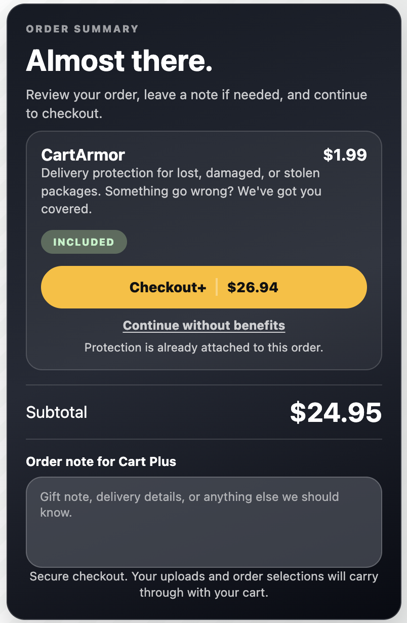 Midnight Premium CartArmor cart offer style